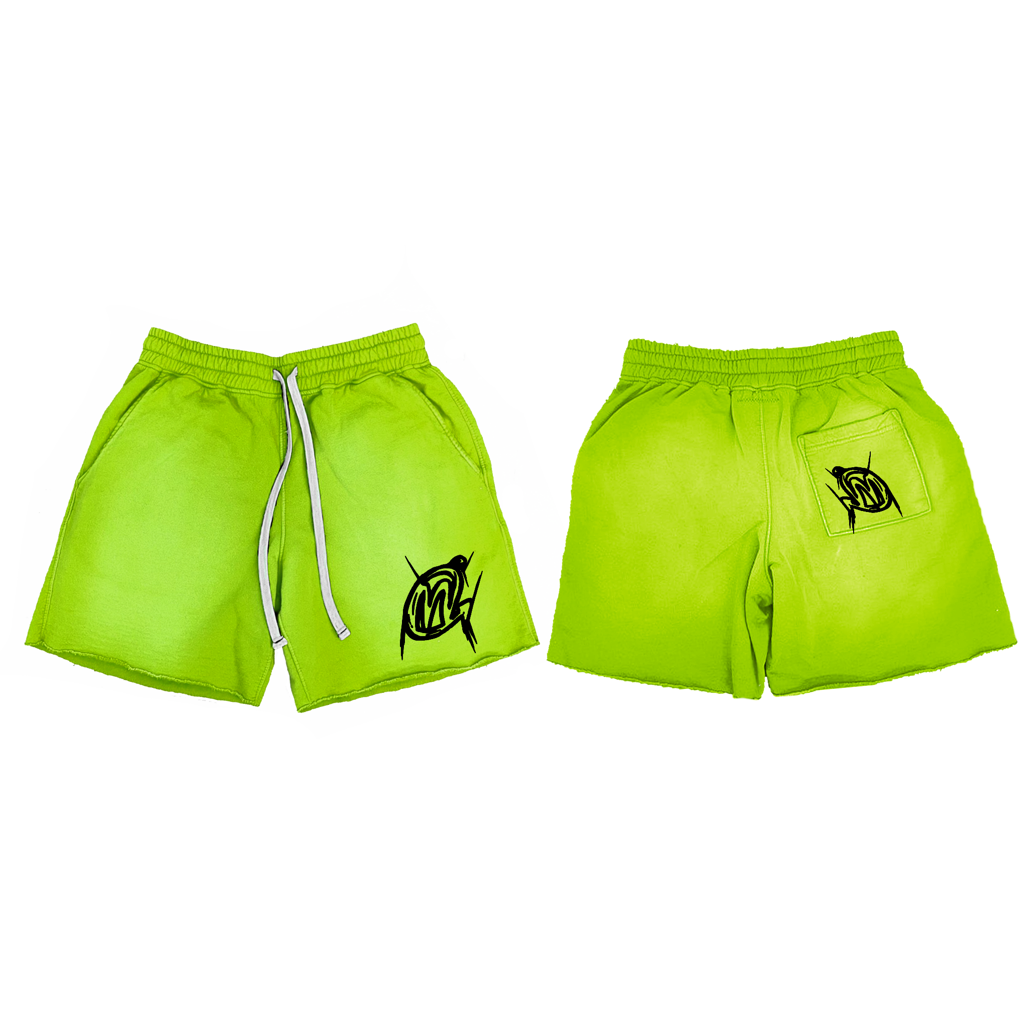 Neon Green Worked Shorts